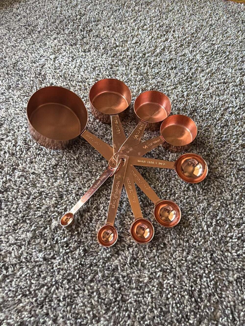 Copper Plated Measuring Cups and Spoons Set